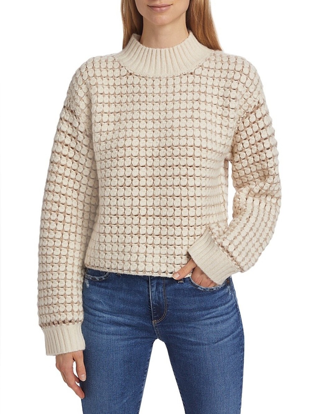 DH New York Imani Chunky Knit Sweater Ivory/ Tan Combo